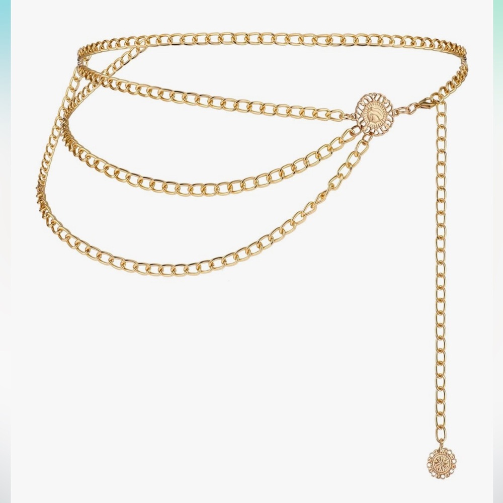 🆕 Multilayer Metal Chain Belts, Womens Metal Belts for Dresses Adjustable